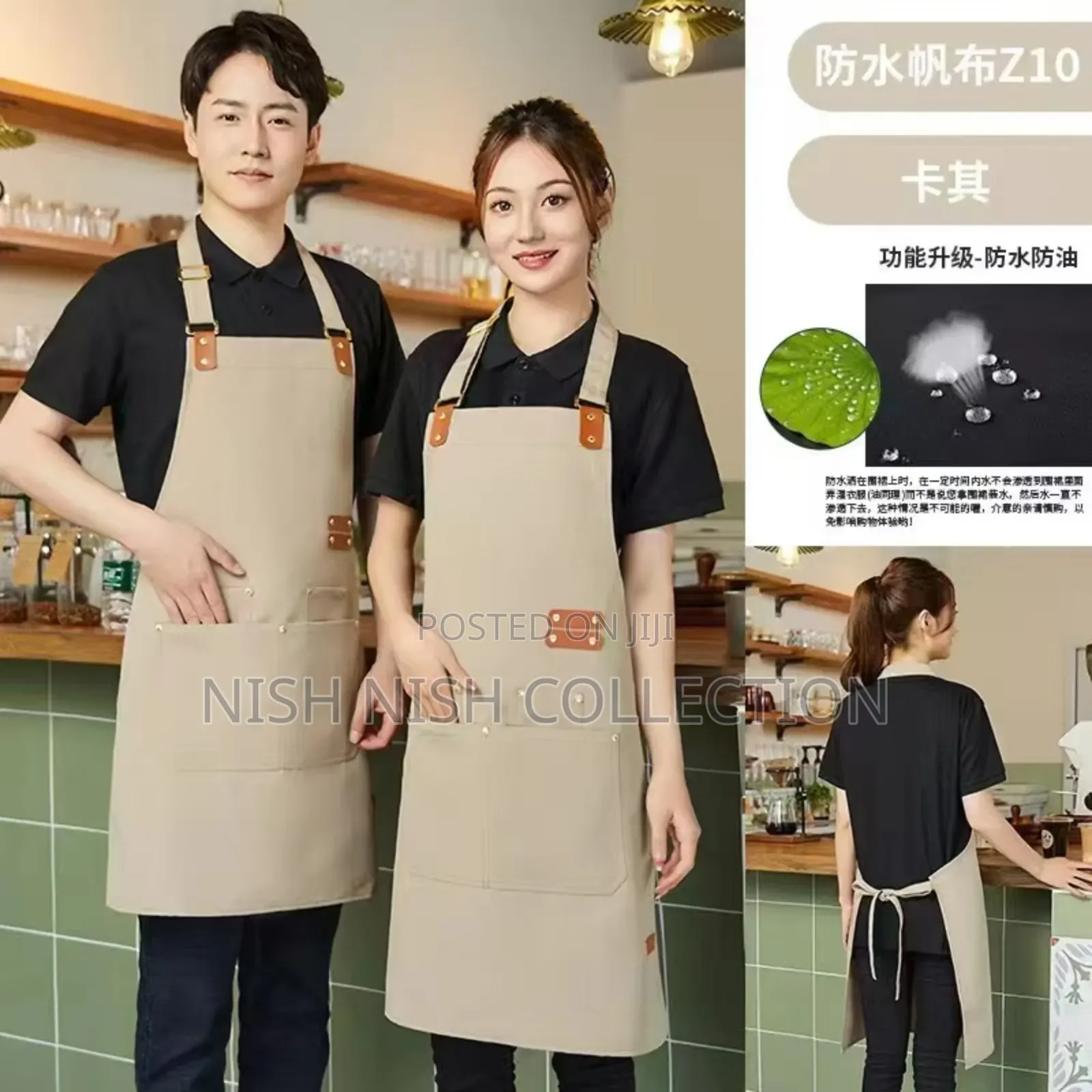 Premium Upscale Apron With Pockets and Leather Straps
