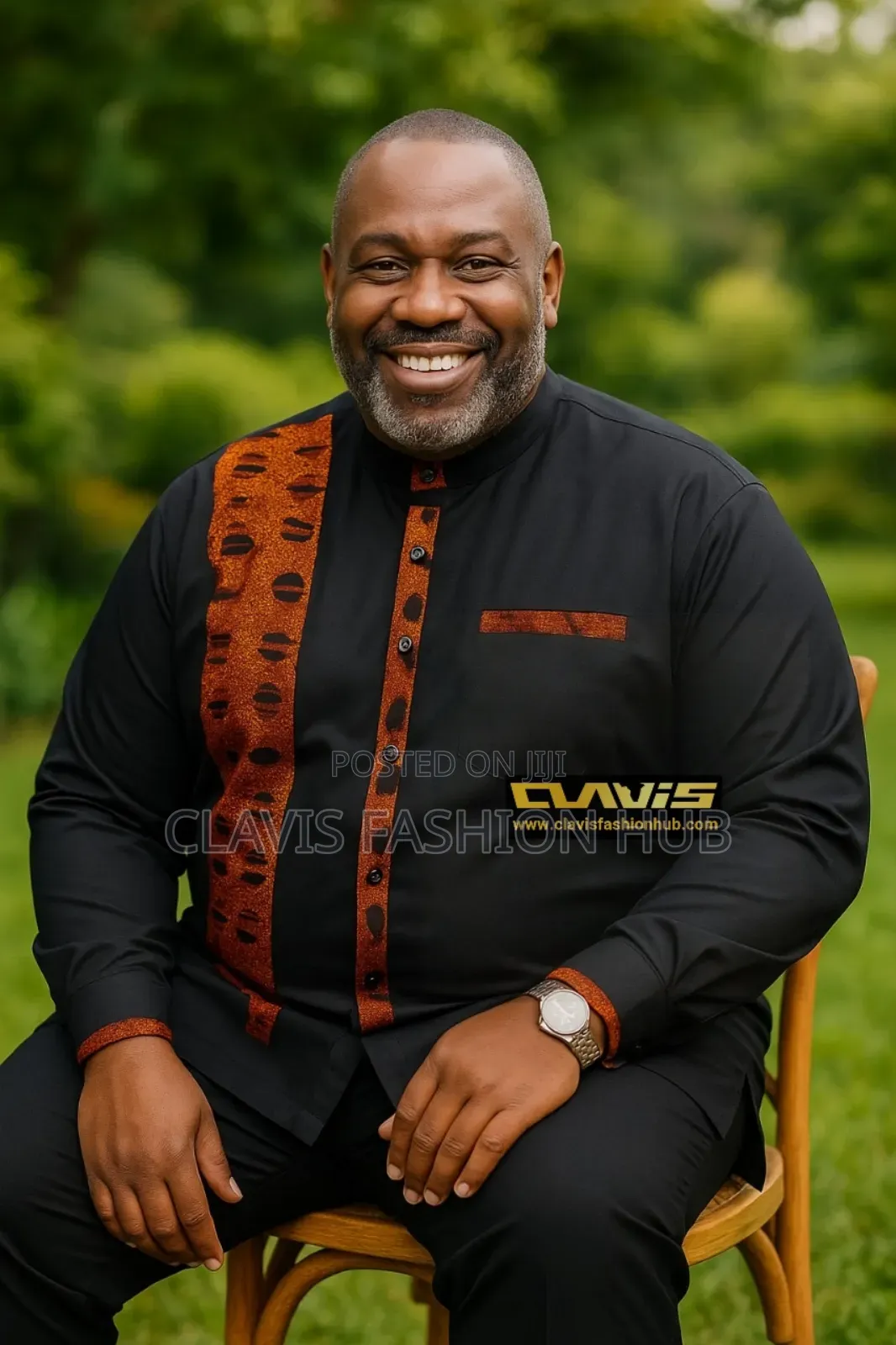Black Kitenge Readymade Men Shirts