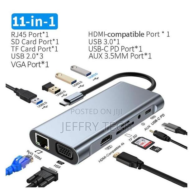 Usb C Hub Type-C to Hdmi-Compatible Vga Rj45 3.5mm Jack U - main view