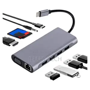 Type C Hub 11 in 1 Hd Vga 87w Pd Charge 100mbps Rj45 Usb