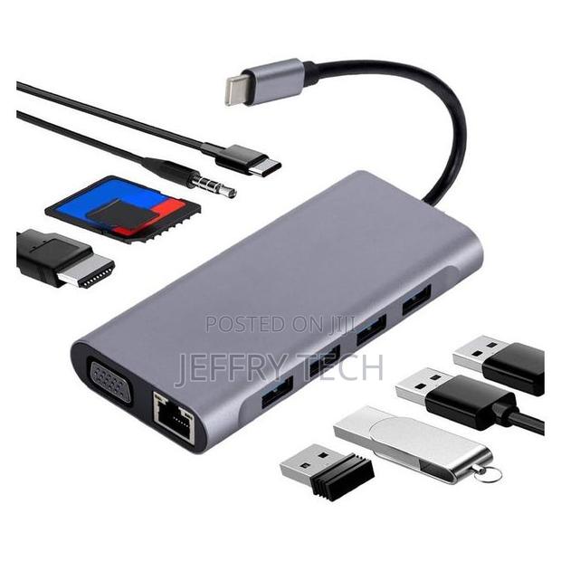 Type C Hub 11 in 1 Hd Vga 87w Pd Charge 100mbps Rj45 Usb