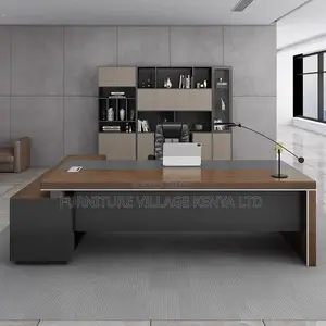 Executive Desk:1.8m Director L-Shape Table-External Shelving
