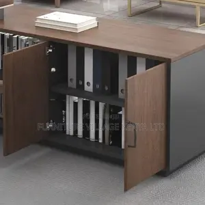 Executive Desk:1.8m Director L-Shape Table-External Shelving