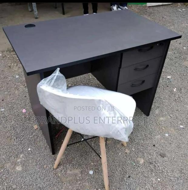 Grey Study Desk With White Eames Chairs - main view