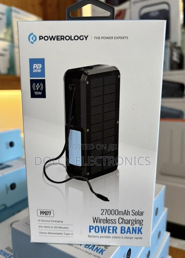 Powerology 27000mah Solar Wireless Charging Power Bank