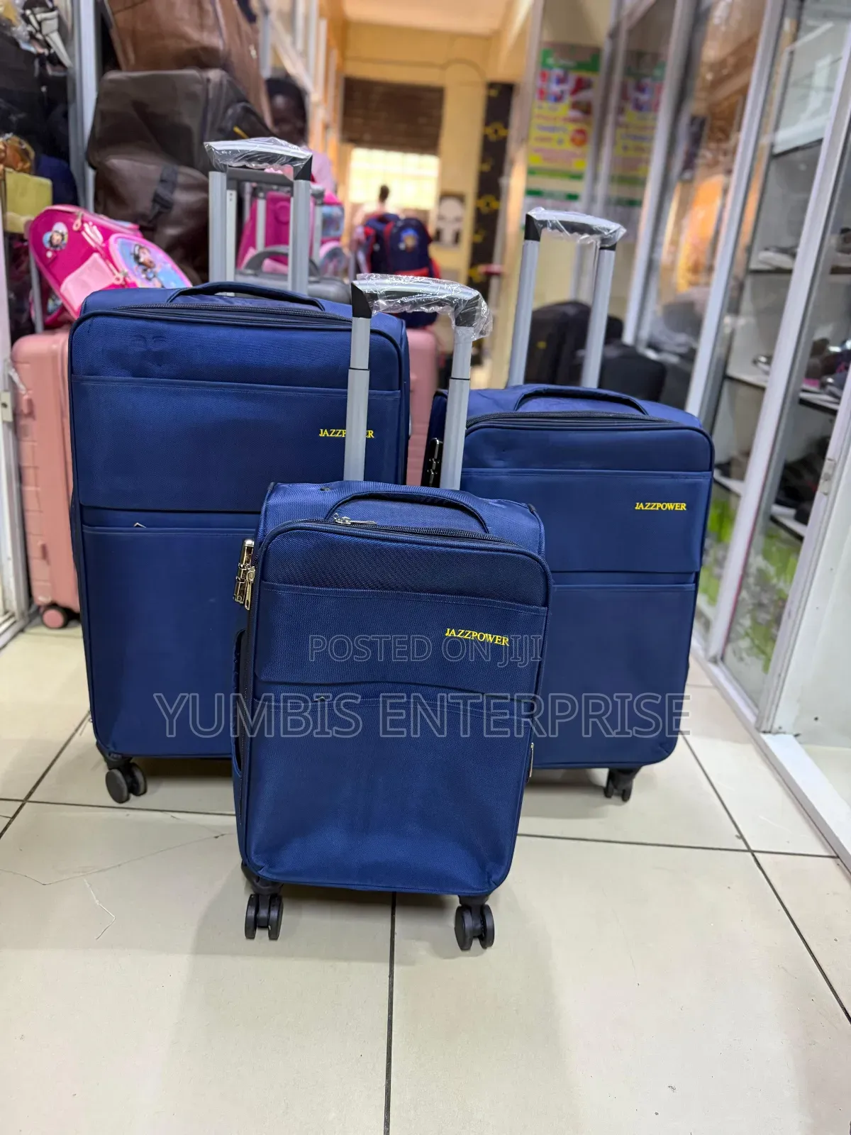 3 in 1 Navy Blue Fabric Material Quality Suitcase Sets