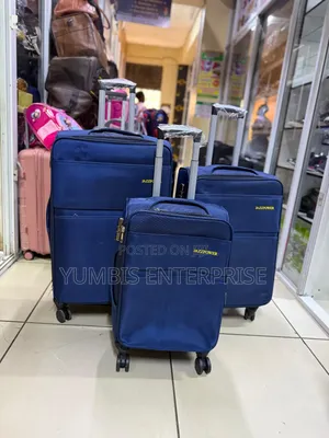 3 in 1 Navy Blue Fabric Material Quality Suitcase Sets