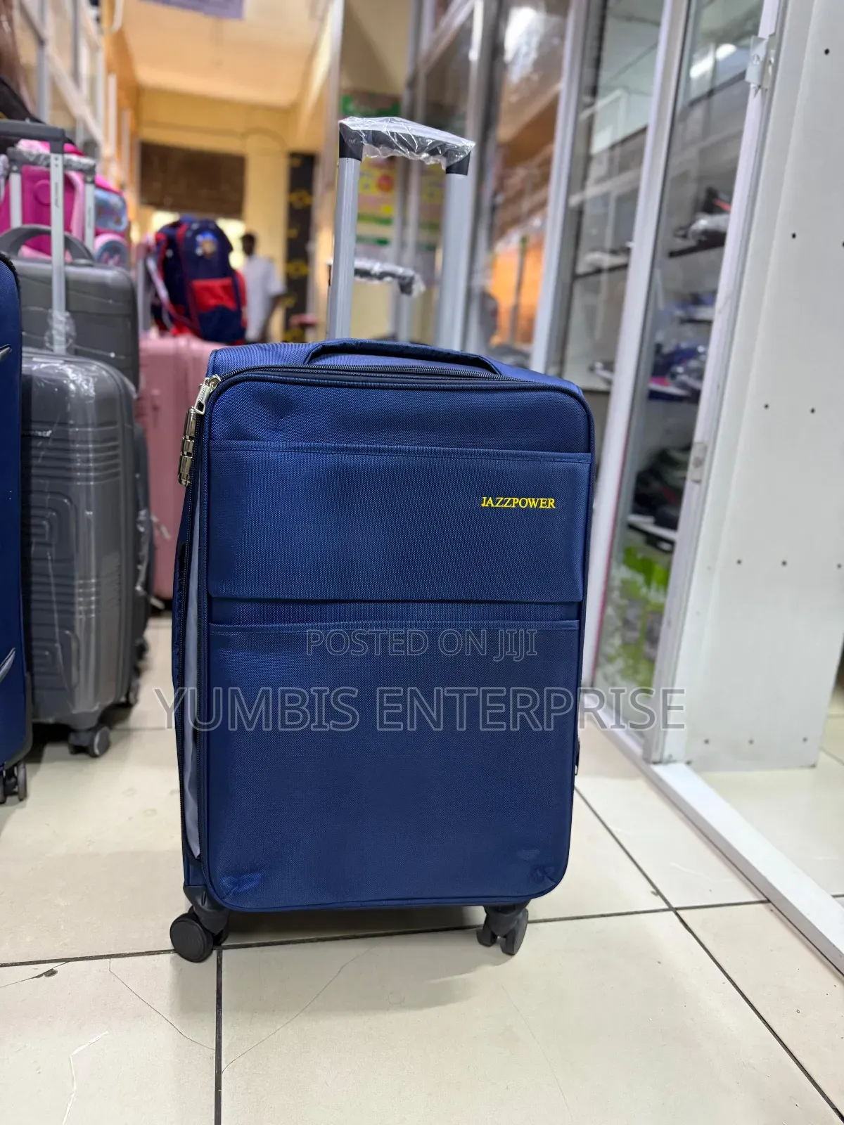 Medium Size Blue Fabric Suitcase Material