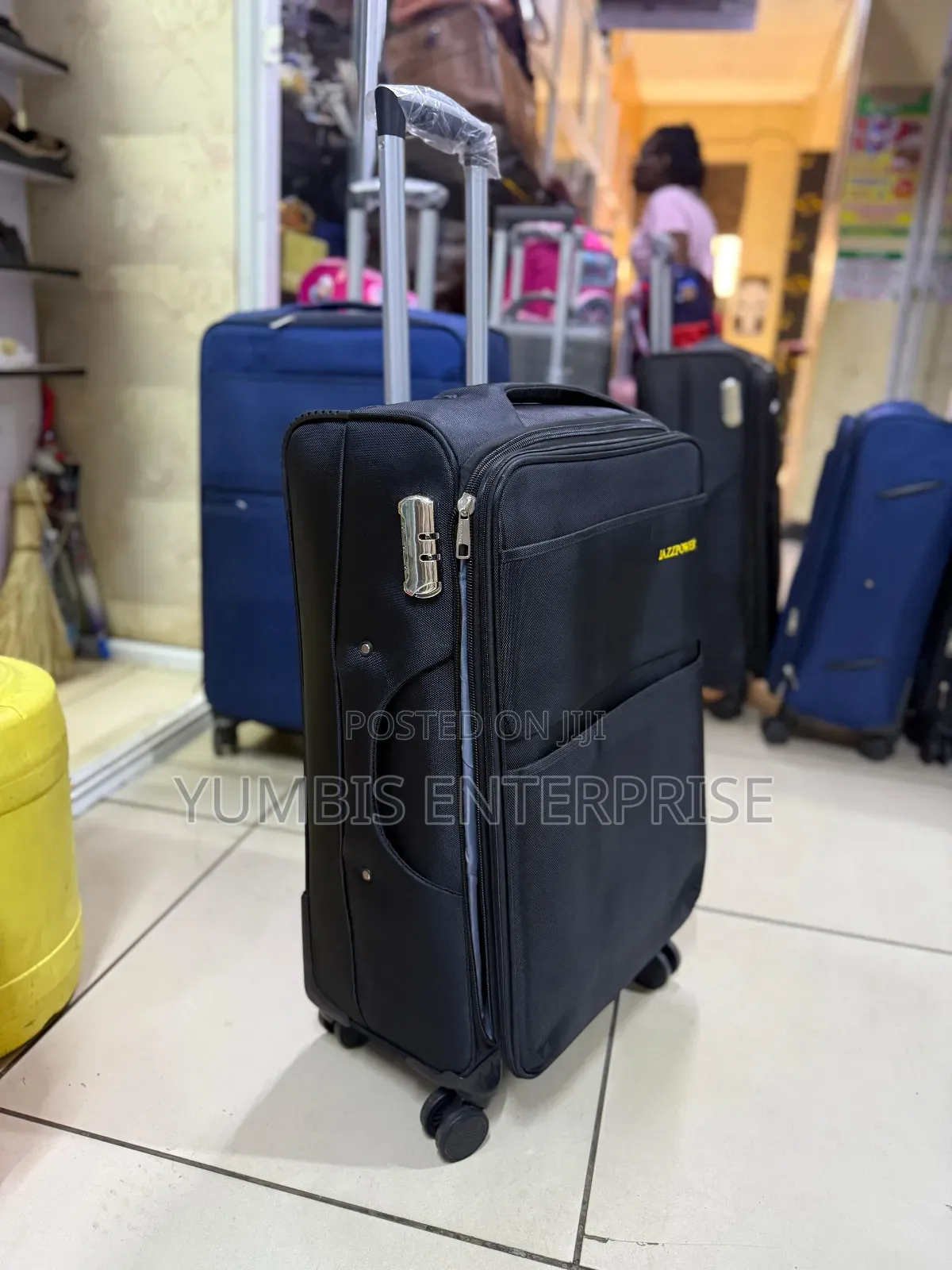 Medium Size Black Suitcase Available Fabric Material