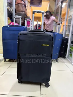 Medium Size Black Suitcase Available Fabric Material