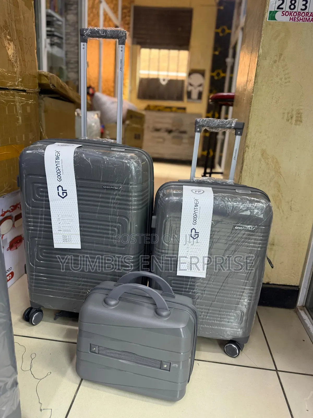 3 in 1 Rubber Suitcase Grey With Medium,Small, Carryon Case
