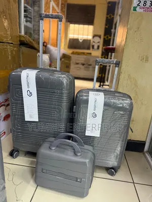 3 in 1 Rubber Suitcase Grey With Medium,Small, Carryon Case