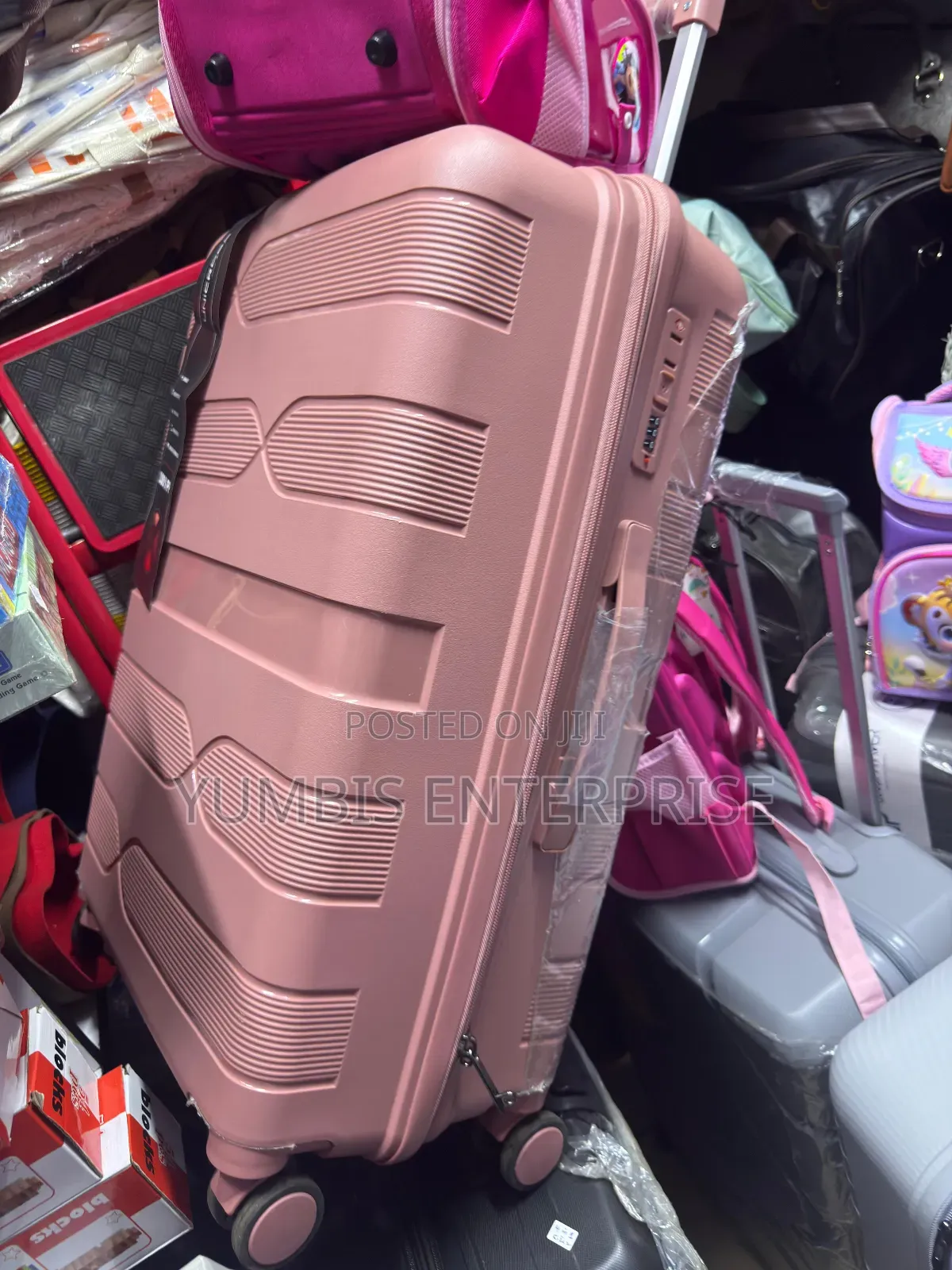 Pink Rubber Suitcase in Medium Size Dimension Height 56cm