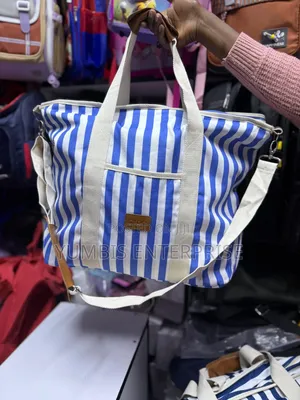 Cabana Stripped Largesize Quality Canvas Tote Bag S With Zip