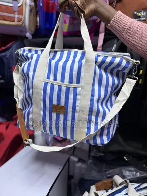 Cabana Stripped Largesize Quality Canvas Tote Bag S With Zip