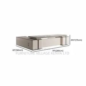 Office Desk: 2-Meters L Shape Office Desk Set in Light Gray