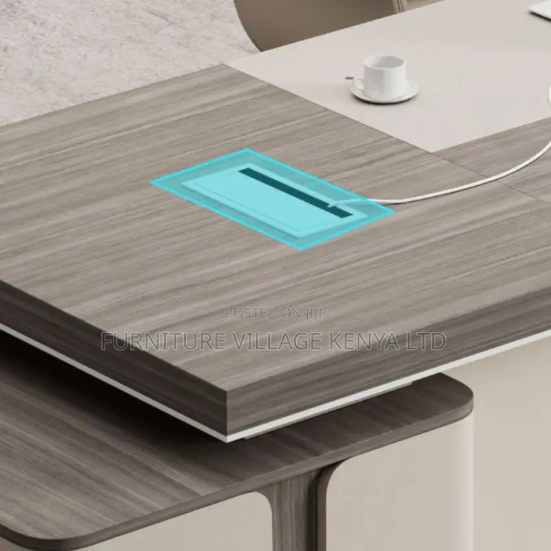 Office Desk: 2-Meters L Shape Office Desk Set in Light Gray