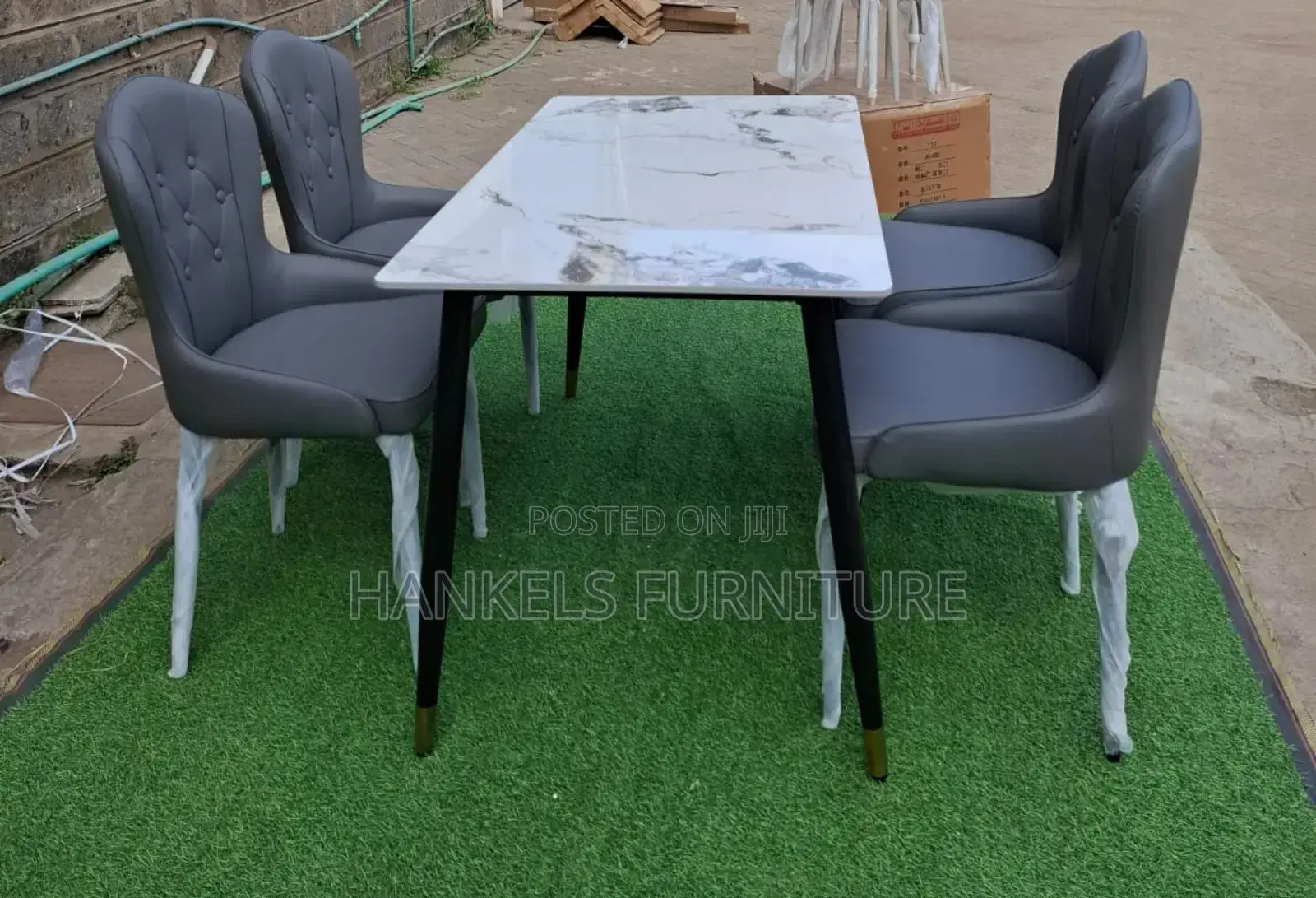 Marble 4 Seater Dining With Gray Chairs