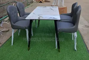 Marble 4 Seater Dining With Gray Chairs