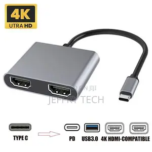 Type-C to Dual Hdmi- 4in1 Usb C Hub Screen Expansion Usb3.0