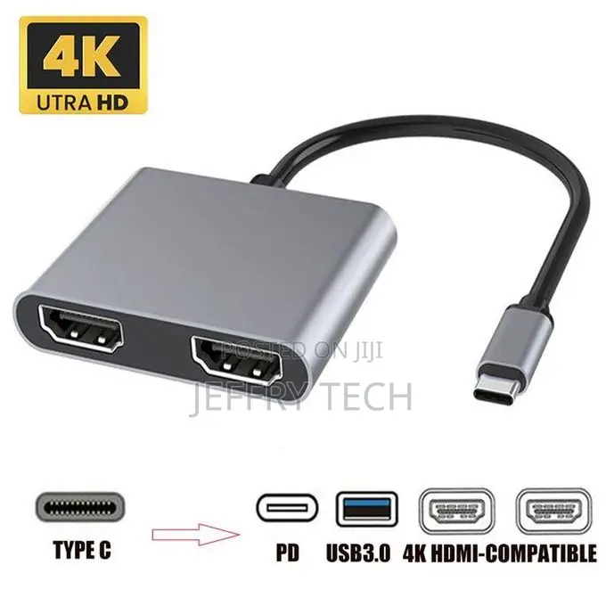 Type-C to Dual Hdmi- 4in1 Usb C Hub Screen Expansion Usb3.0
