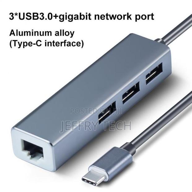 Ryra Usb Ethernet With 3 Port Usb Hub 3.0 Rj45 Lan Network C