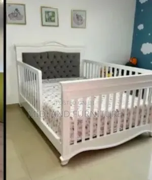 Baby Cot Bed With Button Tufted Headboard