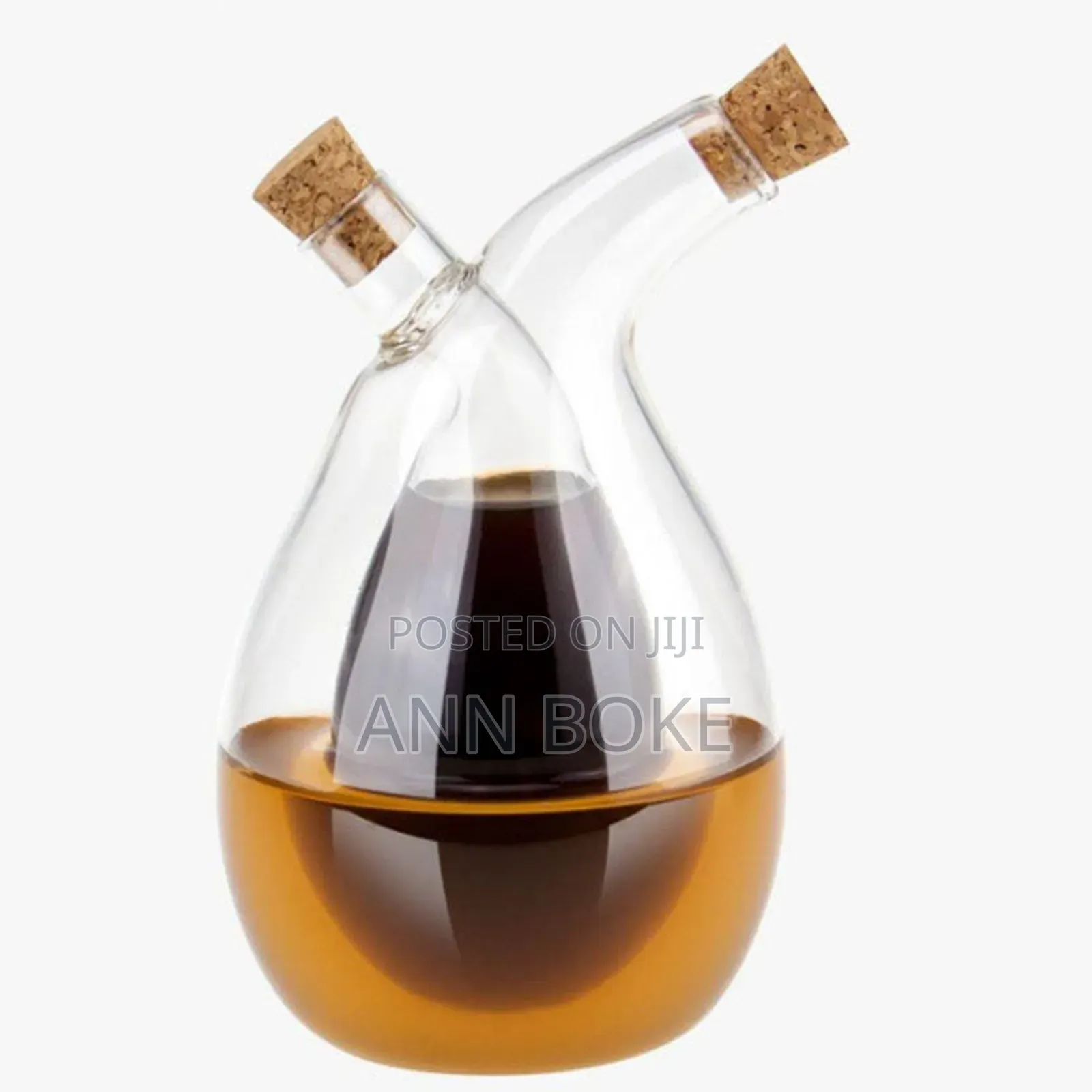 *High Quality 2in1 Cruet Twisted Oil and Vinegar With Bamboo