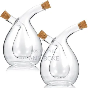 *High Quality 2in1 Cruet Twisted Oil and Vinegar With Bamboo