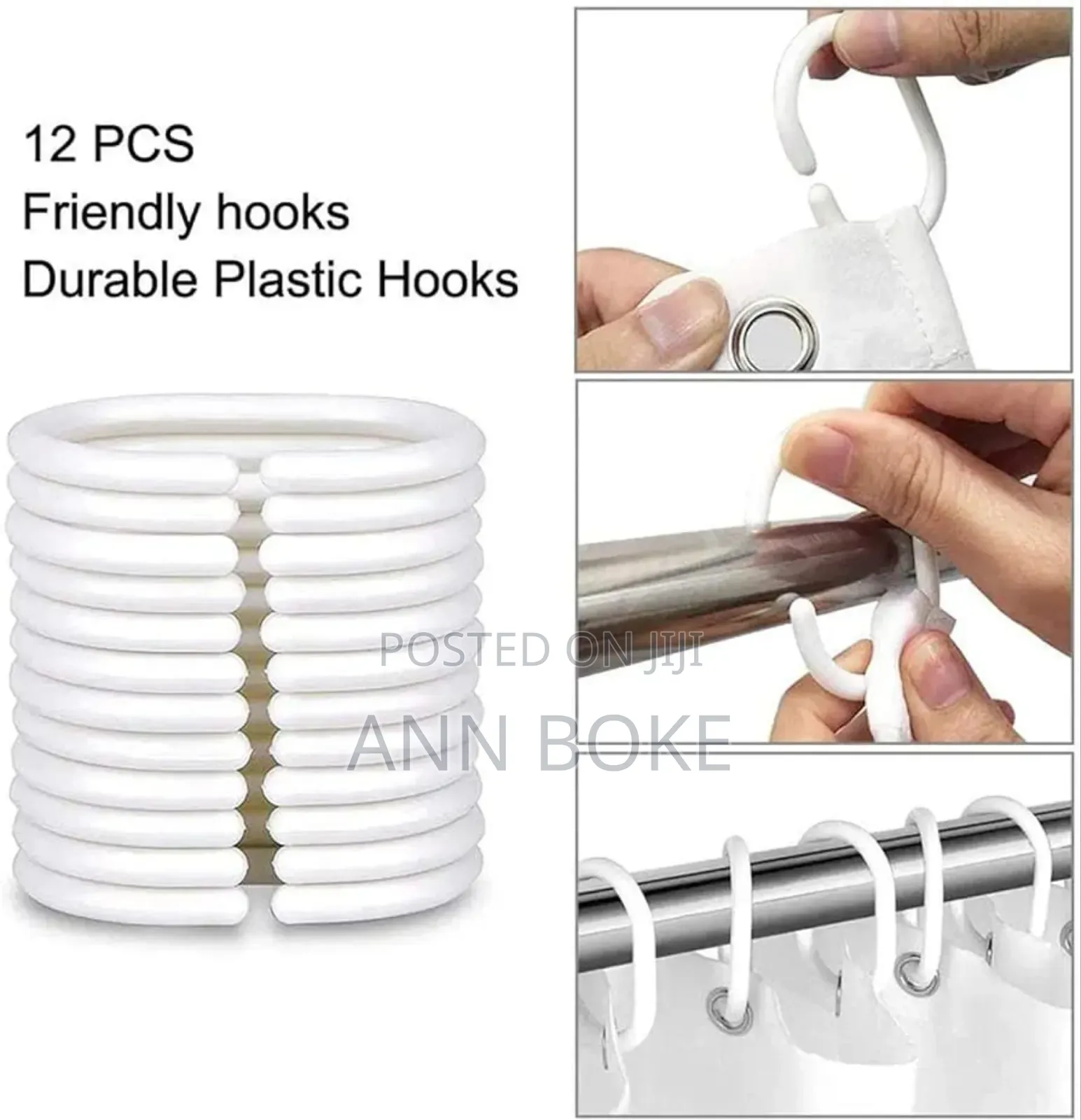 *Waterproof 12 Hook *180x180cm Shower Curtain