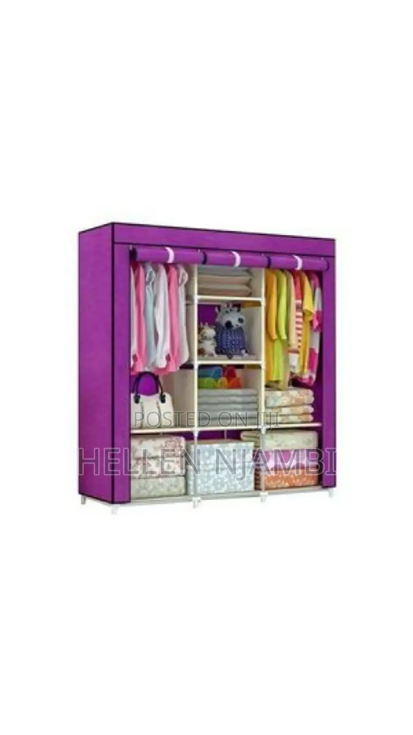 Metallic Portable 3 Column Cloth Wardrobe