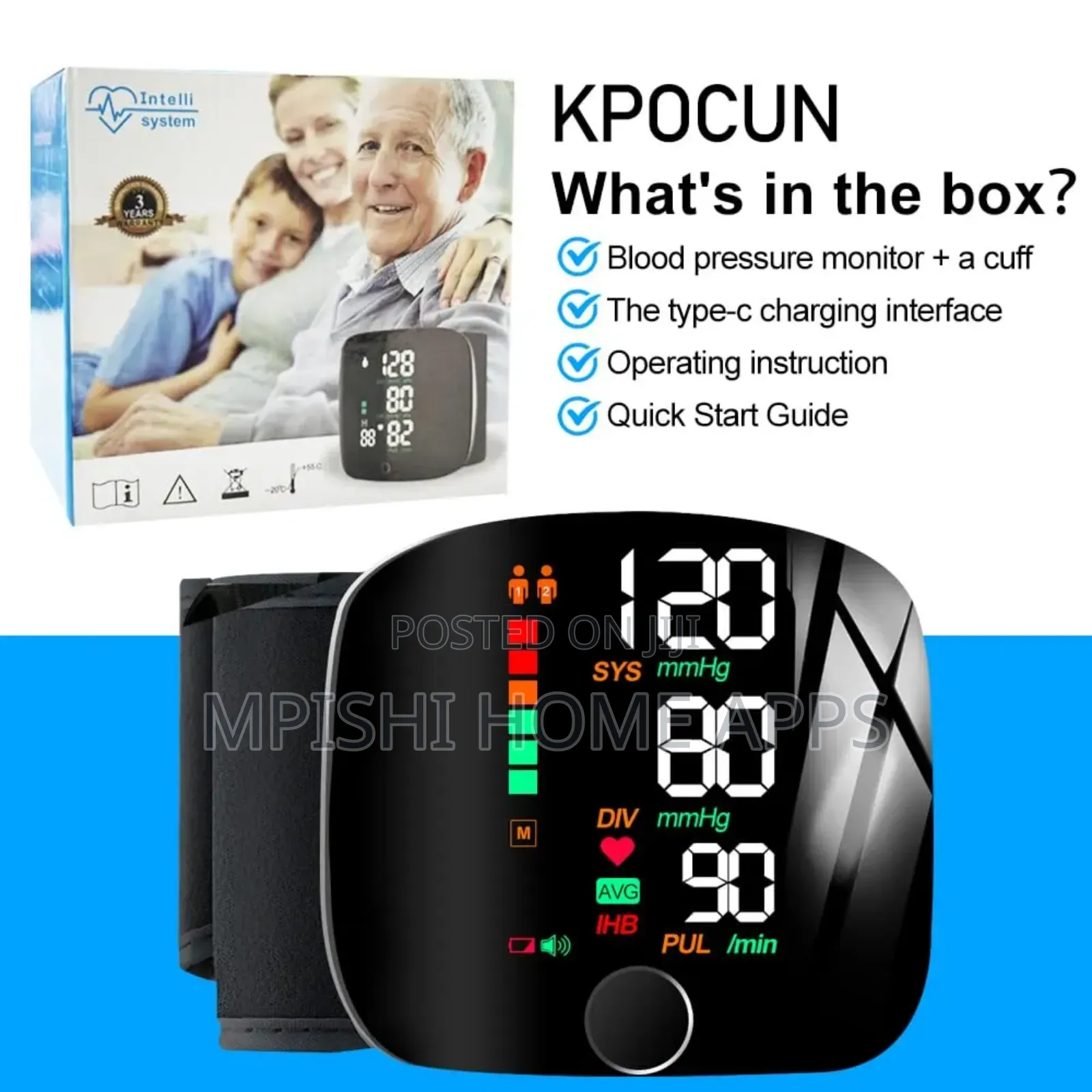 Wrist Electronic Sphygmomanometer Blood Pressure Kit