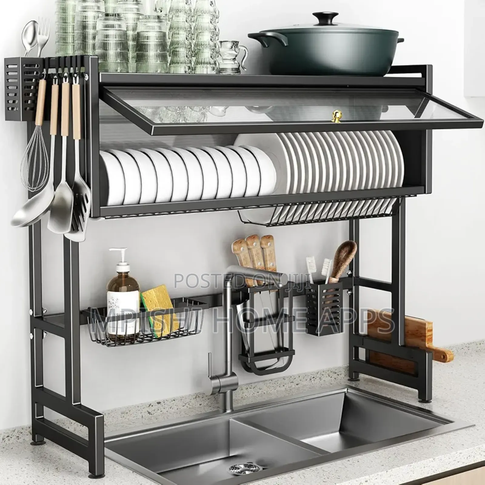 Heavy Duty Over the Sink Rack With Closable Cabinet