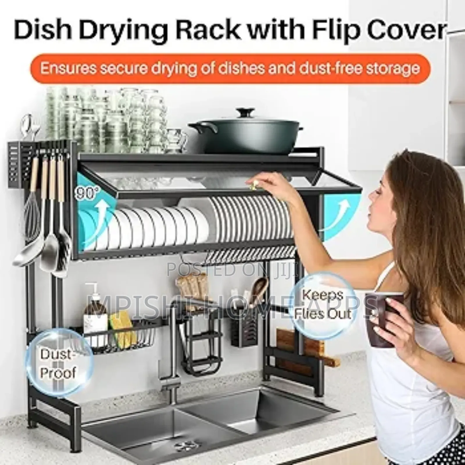 Heavy Duty Over the Sink Rack With Closable Cabinet