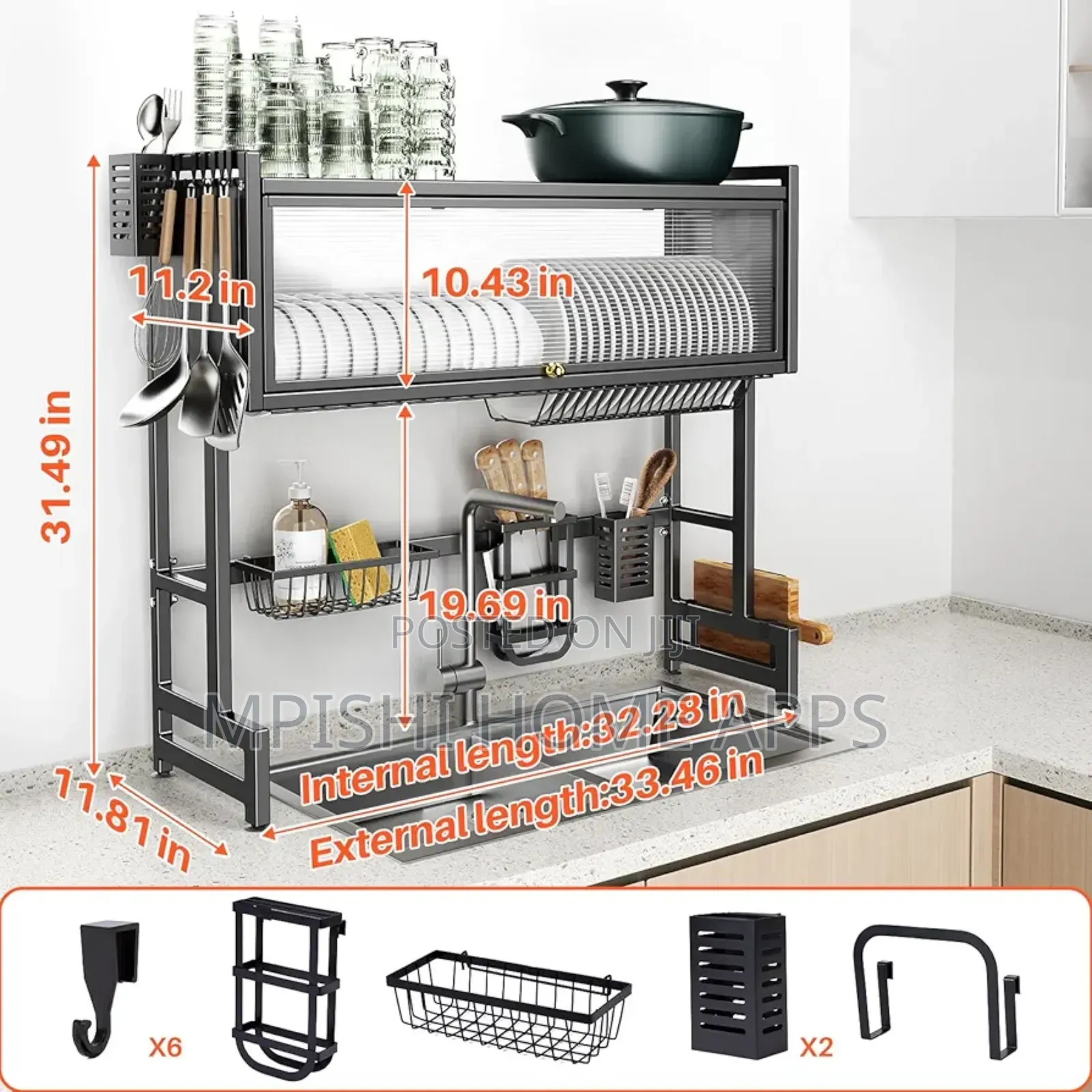 Heavy Duty Over the Sink Rack With Closable Cabinet