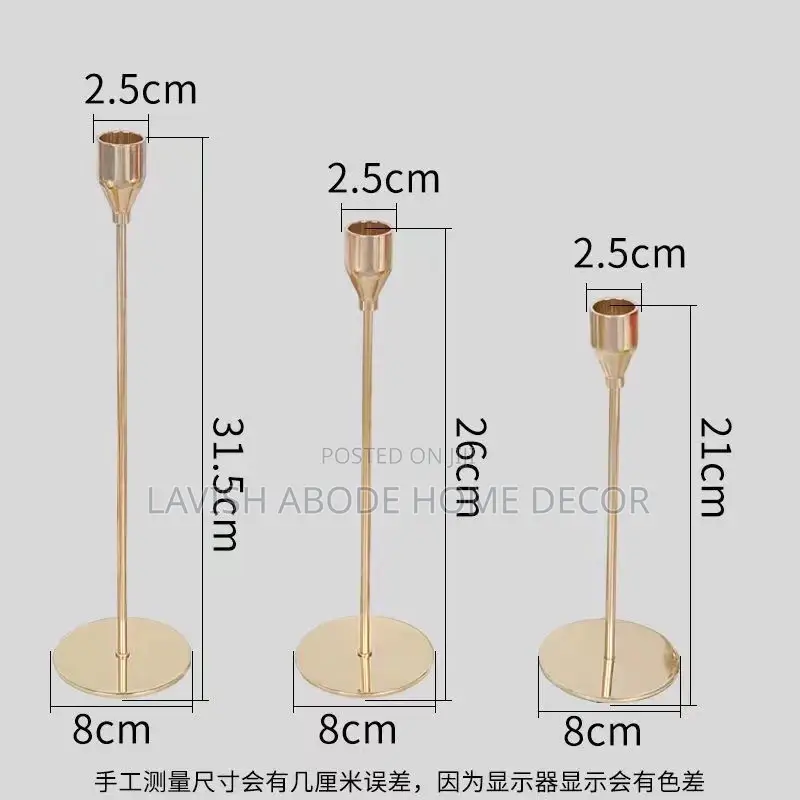 3 in 1 Candle Stick Holders - Gold
