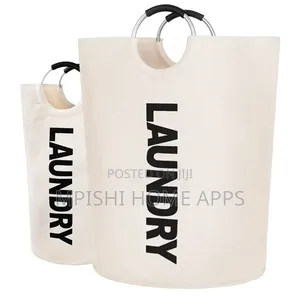 Big Size 90l Waterproof Foldable Laundry Basket- Cream White