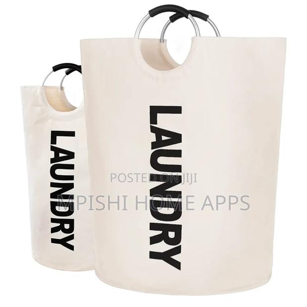 Big Size 90l Waterproof Foldable Laundry Basket- Cream White