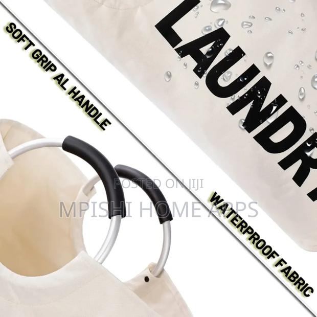 Big Size 90l Waterproof Foldable Laundry Basket- Cream White - thumbnail 4