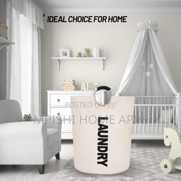 Big Size 90l Waterproof Foldable Laundry Basket- Cream White - thumbnail 6