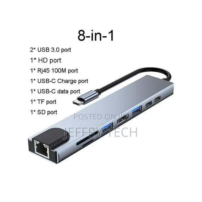 8_1 Usb C Hub Hdmi_compatible Rj45 3 Adapter With Pd Tf Sd C