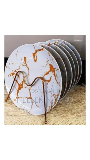 6pcs Ceramic Marble Design Dinner Plates