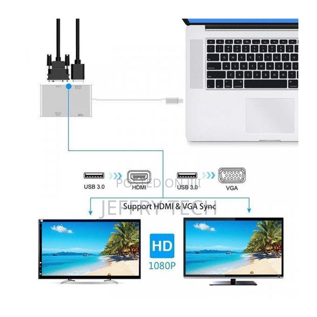 Type-C to Vga/Dvi/Hdmi/Usb 3.0 Hub - Silver - thumbnail 2