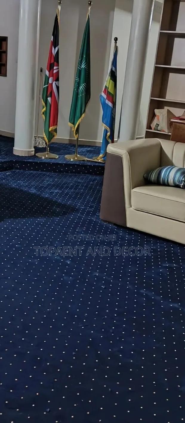 Designed Office Blue Dotted Presidential Wall to Wall Carpet - main view