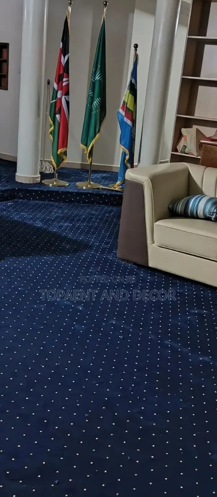 Designed Office Blue Dotted Presidential Wall to Wall Carpet