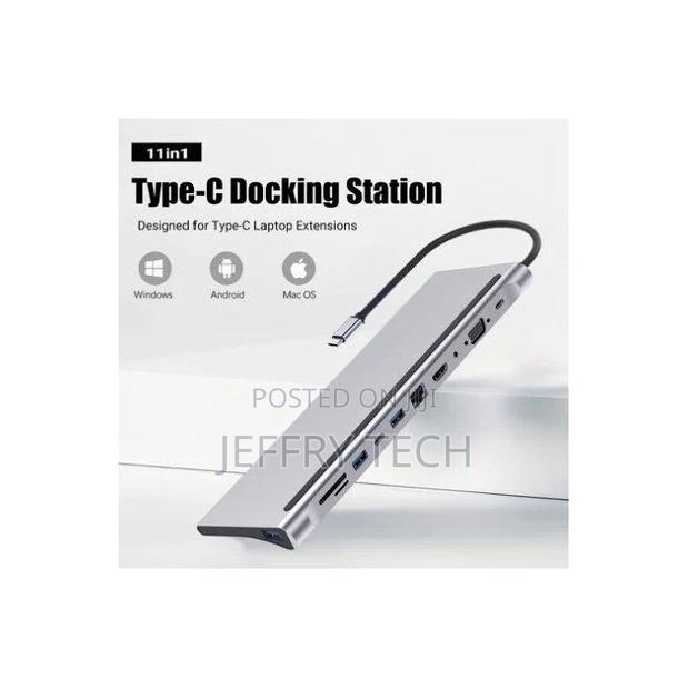 Docking Station 11-in-1 Usb C Hub With Hdmi+Vga+Usb3.0/2.0+r