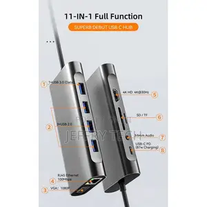 11-in-1 Type-C Usb 3.0 Hub Type C to Hdmi-Vga Pd Rj45 100