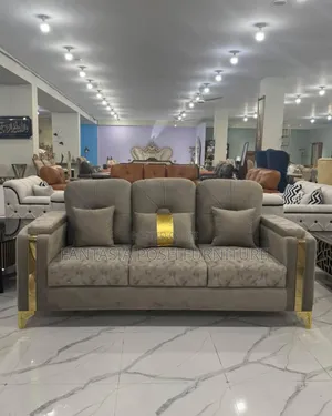 Luxury 3-Seater Sofa With Gold Decoration
