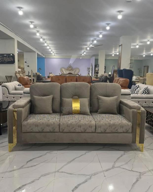 Luxury 3-Seater Sofa With Gold Decoration - main view