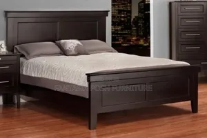 5x6 Stylish Modern Dark Brown Wooden Bed Frame